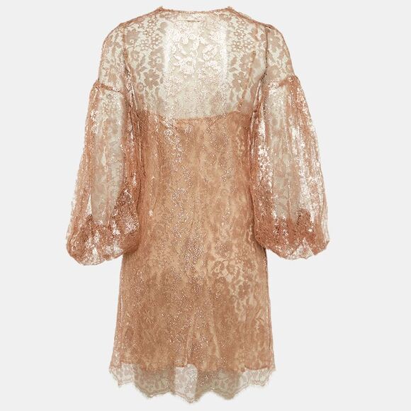 Zimmermann Rose Gold Lace Mini Dress S - Picture 2 of 5